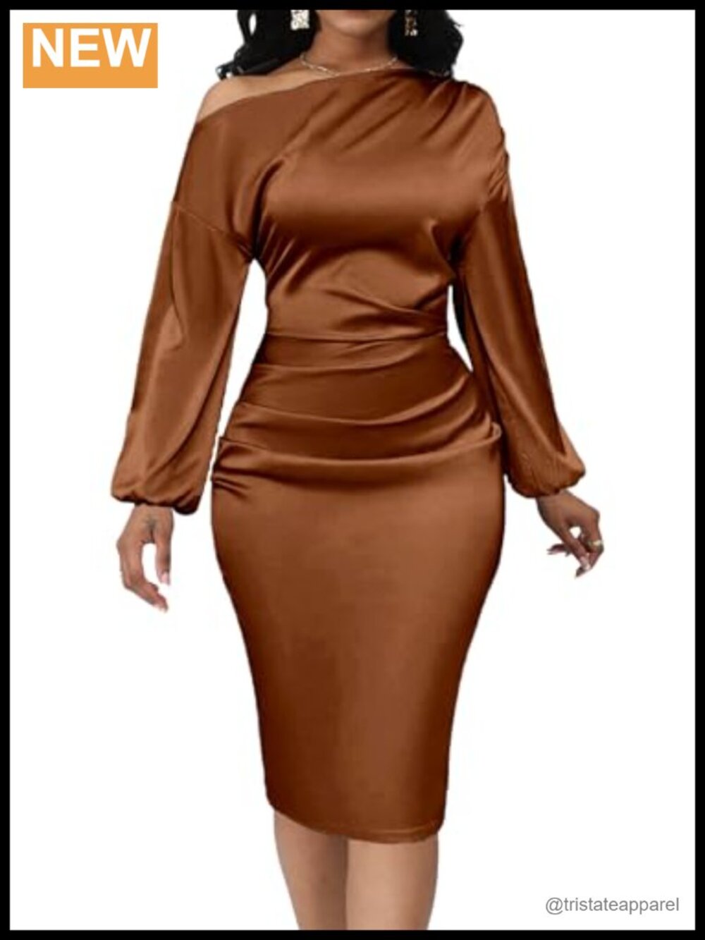 Off Shoulder Long Sleeve Bodycon Midi Dress Formal Cocktail Party